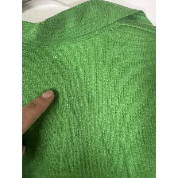 Vintage 90s Herman Geist luxury green open neck polo 3/4 slv with tie preppy S - Picture 8 of 8